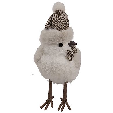 10" Standing Glittered Bird with Winter Hat Christmas Figure