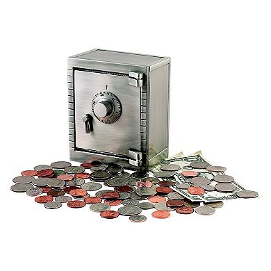 5" Silver Stainless Steel Vault Design Coin Bank