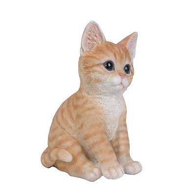 8" Orange and White Sitting Tabby Kitten Figurine