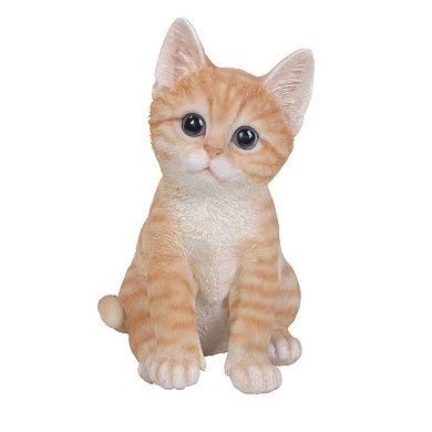 8" Orange and White Sitting Tabby Kitten Figurine