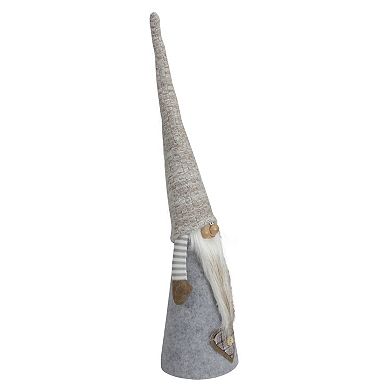 21" Gray and Beige Cone Boy Christmas Gnome Figure
