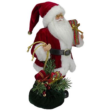 12" Santa Claus Holding Gift Bag and Presents Christmas Figure