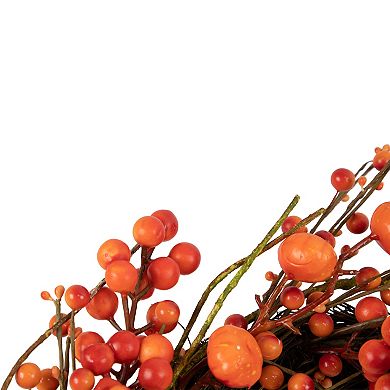 Red and Orange Berries with Mini Pumpkins Fall Harvest Wreath 20-Inch Unlit