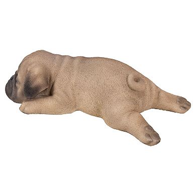 8" Brown and Black Sleeping Pug Puppy Figurine
