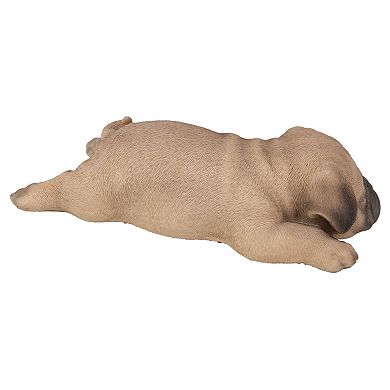 8" Brown and Black Sleeping Pug Puppy Figurine