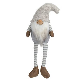 7.5" Gray and Beige Sitting Girl Christmas Gnome Figure