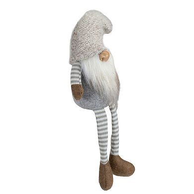 7.5" Gray and Beige Sitting Girl Christmas Gnome Figure