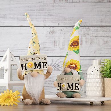15.5" Welcome to Our Home Spring Gnome with Sunflower Hat