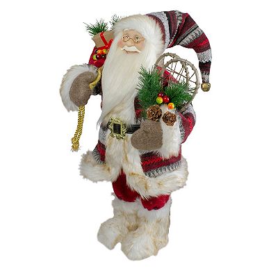 18" Standing Santa Christmas Figure with Snow Shoes and Fur Boots