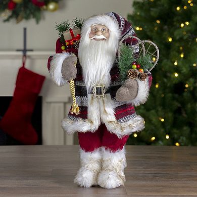 18" Standing Santa Christmas Figure with Snow Shoes and Fur Boots