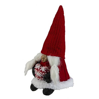 13.5" Red and Gray Smiling Woman Christmas Gnome Tabletop Figure