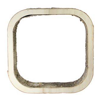 13.5" Ivory and Brown Rustic Wood Bark Square Tabletop Decor