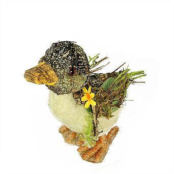 5.75" Brown Ivory and Orange Standing Duck Spring Table Top Decoration