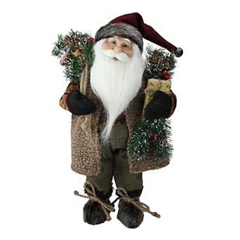 16" Country Rustic Santa Claus with Present Christmas Figure