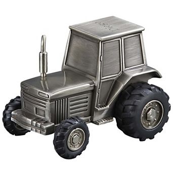 3.75" Silver Stainless Steel Tractor Design Coin Bank
