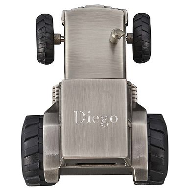 3.75" Silver Stainless Steel Tractor Design Coin Bank