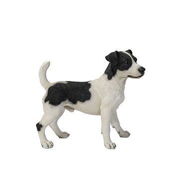 16" Black and White Standing Jack Russell Dog Outdoor Garden Statue