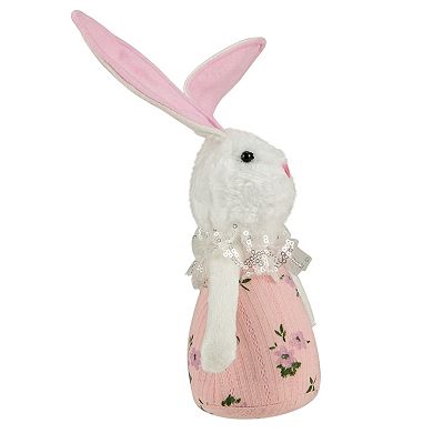 11" Pink Spring Floral Easter Bunny Figure