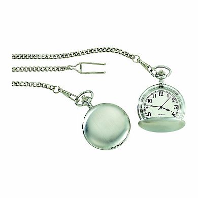 1.75" Silver Hinged Pocket Watch with Chain