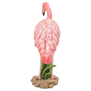 11" Pink and Black Standing Flamingo Outdoor Garden Figurine