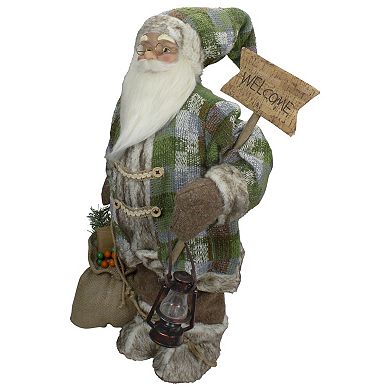 2' Standing Santa Christmas Figure Carrying a Welcome Sign