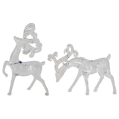 Set of 2 Clear Standing Reindeer Christmas Figurines 9.25-Inch
