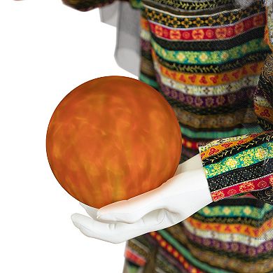 5.5' Pre-Lit Black and Green Standing Fortune Witch with Magic Ball Halloween Display