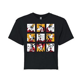Disney's Mickey Mouse & Friends Juniors' Goofy Grid Cropped Graphic Tee