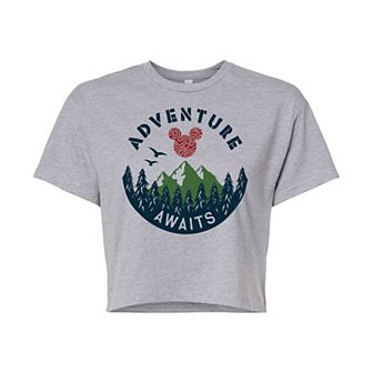 Disney's Mickey Mouse & Friends Juniors' Adventure Awaits Cropped Graphic Tee