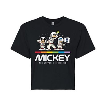 Disney's Mickey Mouse & Friends Juniors' Universe Group Cropped Graphic Tee