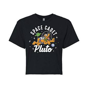 Disney's Mickey Mouse & Friends Juniors' Pluto Space Cadet Cropped Graphic Tee
