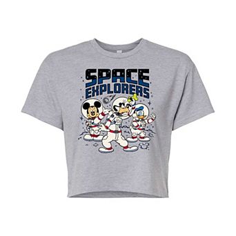 Disney's Mickey Mouse & Friends Juniors' Space Explorers Cropped Graphic Tee