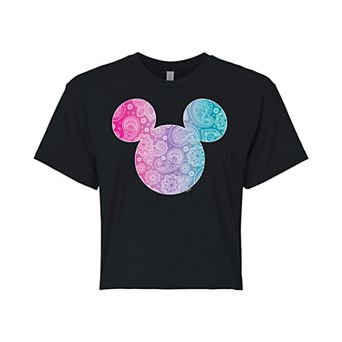 Disney's Mickey Mouse Juniors' Bandana Silhouette Cropped Graphic Tee