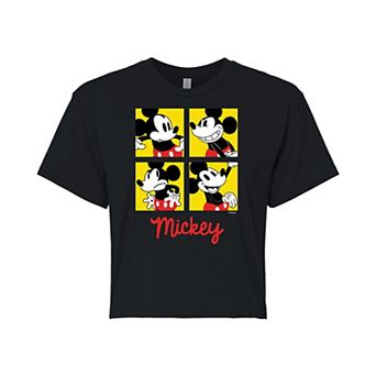 Disney's Mickey Mouse Juniors' Mickey Grid Cropped Graphic Tee