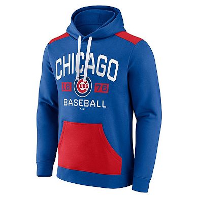 Men's Fanatics Branded Royal/Red Chicago Cubs Chip In Pullover Hoodie