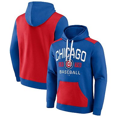 Men's Fanatics Branded Royal/Red Chicago Cubs Chip In Pullover Hoodie