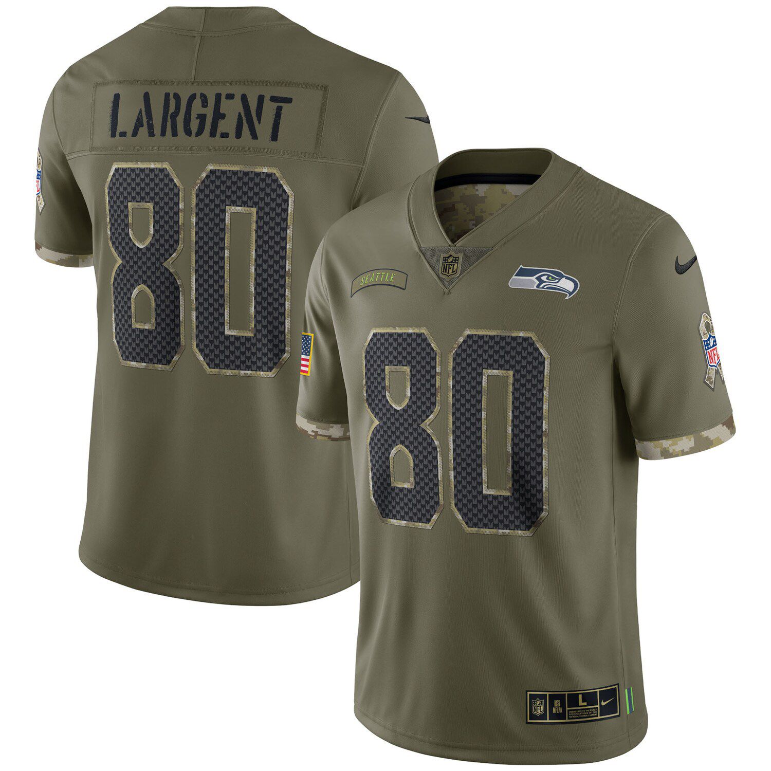 Men's Nike Dk Metcalf Brown Seattle Seahawks 2023 Salute to Service Limited Jersey Size: Small