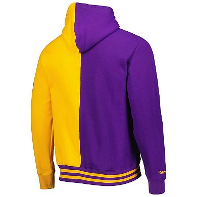 Men's Mitchell & Ness Purple/Gold Los Angeles Lakers Hardwood Classics Split Pullover Hoodie