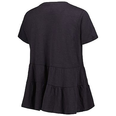 Women's Black Iowa Hawkeyes Willow Ruffle-Bottom T-Shirt