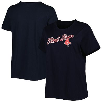 Women's Navy Boston Red Sox Plus Size Team Scoop Neck T-Shirt
