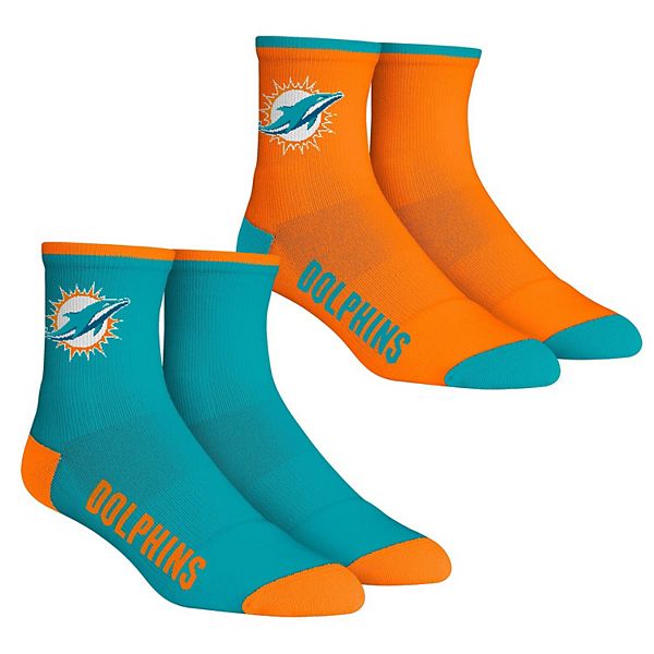 Women's Miami Dolphins Rock Em Socks Core Team 2-Pack Low Cut