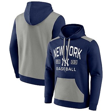 Men's Fanatics Branded Navy/Gray New York Yankees Chip In Team Pullover Hoodie