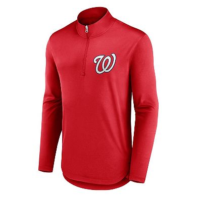 Men's Fanatics Branded Red Washington Nationals Tough Minded Quarter-Zip Jacket