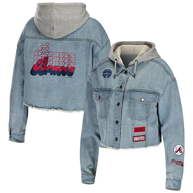 Women's WEAR by Erin Andrews Atlanta Braves Hooded Full-Button Denim Jacket