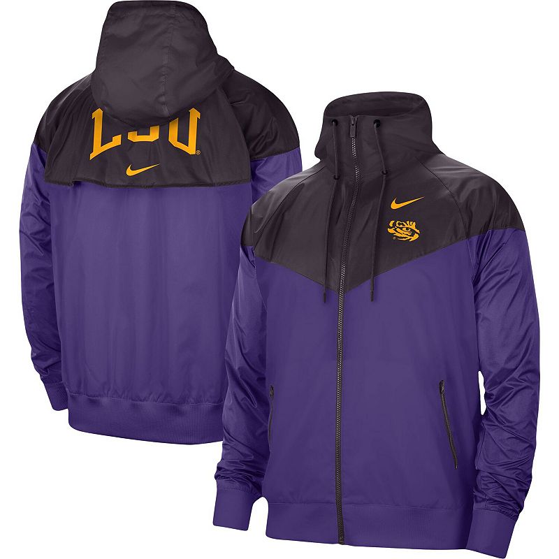 Mens Nike Charcoal/Purple LSU Tigers Windrunner Raglan Full-Zip Jacket, Si