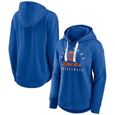 Women s Fanatics Branded Heather Blue New York Knicks Iconic Distribution Pullover Hoodie