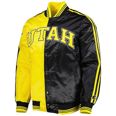 Men's Starter Gold/Black Utah Jazz Fast Break Satin Full-Snap Jacket