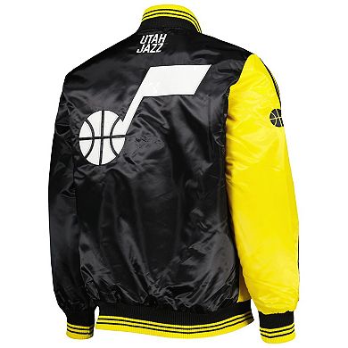 Men's Starter Gold/Black Utah Jazz Fast Break Satin Full-Snap Jacket