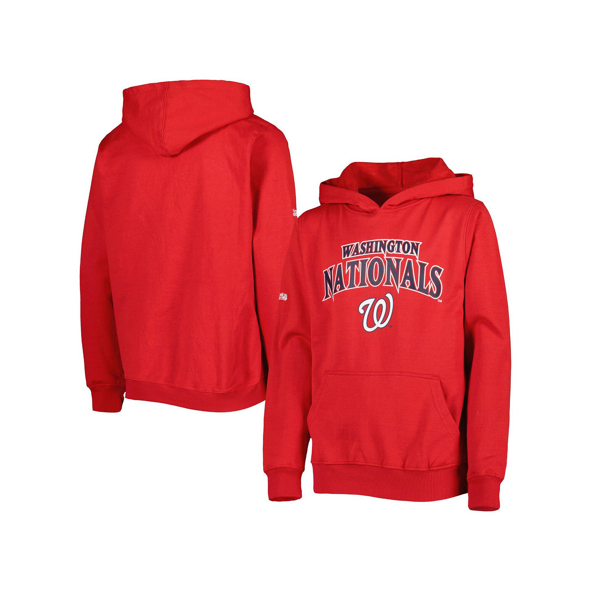 Youth Stitches Red Washington Nationals Center Chest Pullover Hoodie, Boys