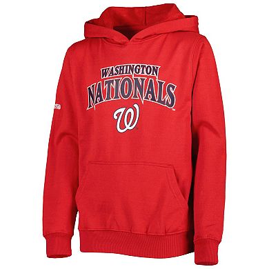 Youth Stitches Red Washington Nationals Center Chest Pullover Hoodie